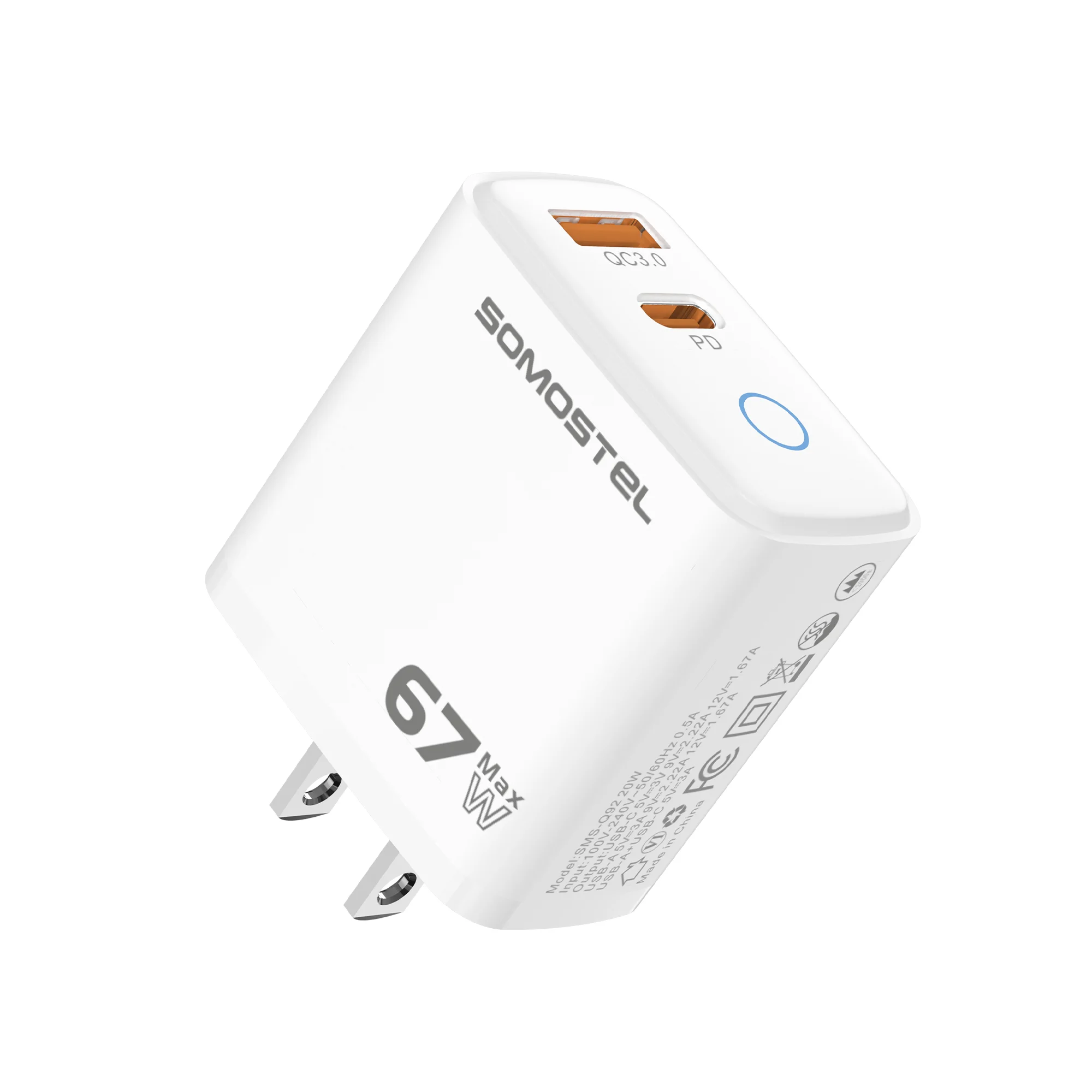 SOMOSTEL SMS-Q92 20W Max Dual-Port Fast Wall Charger