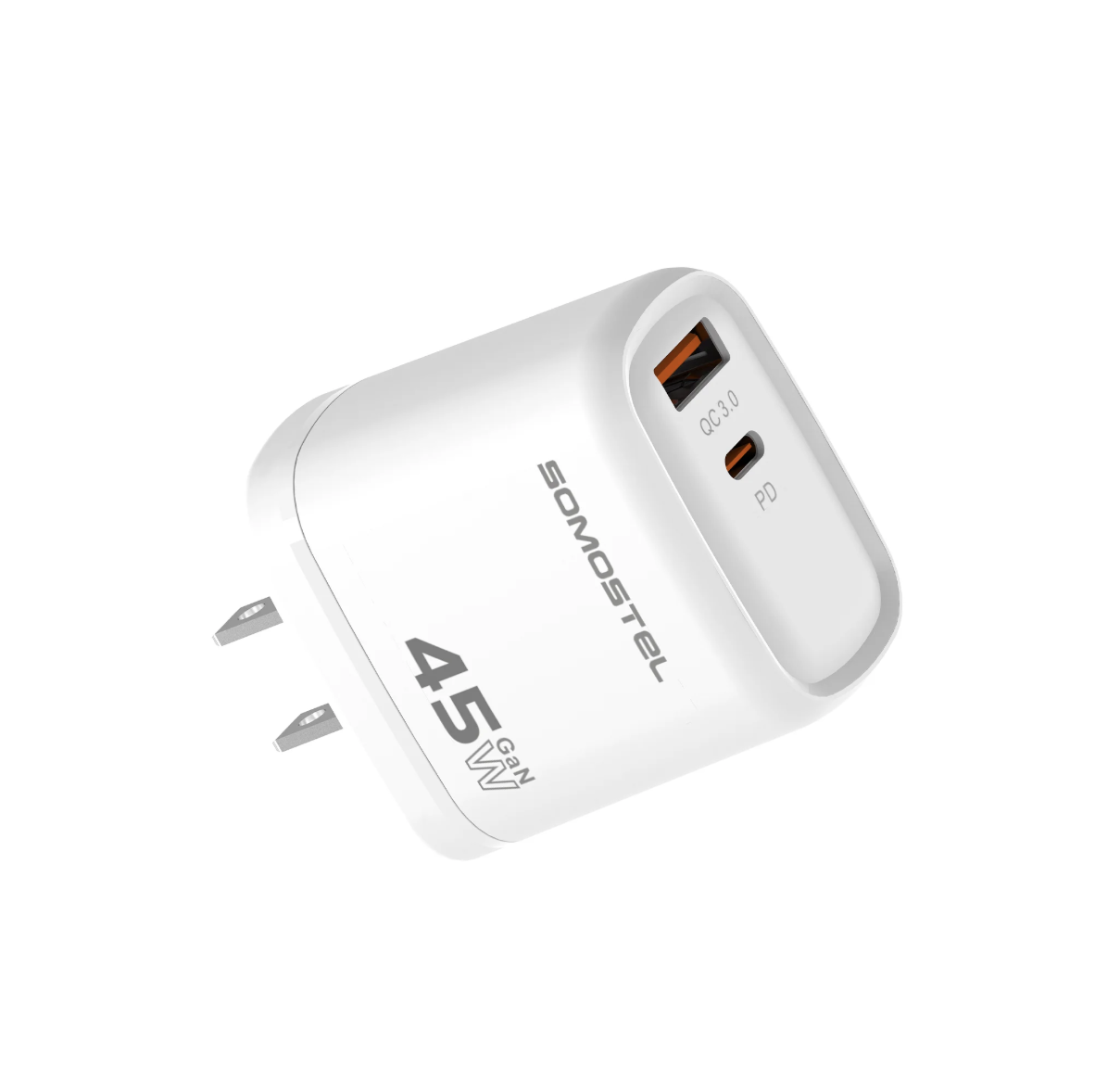 SOMOSTEL SMS-Q137 GaN 45W PD+QC3.0 Dual-Port Fast Wall Charger