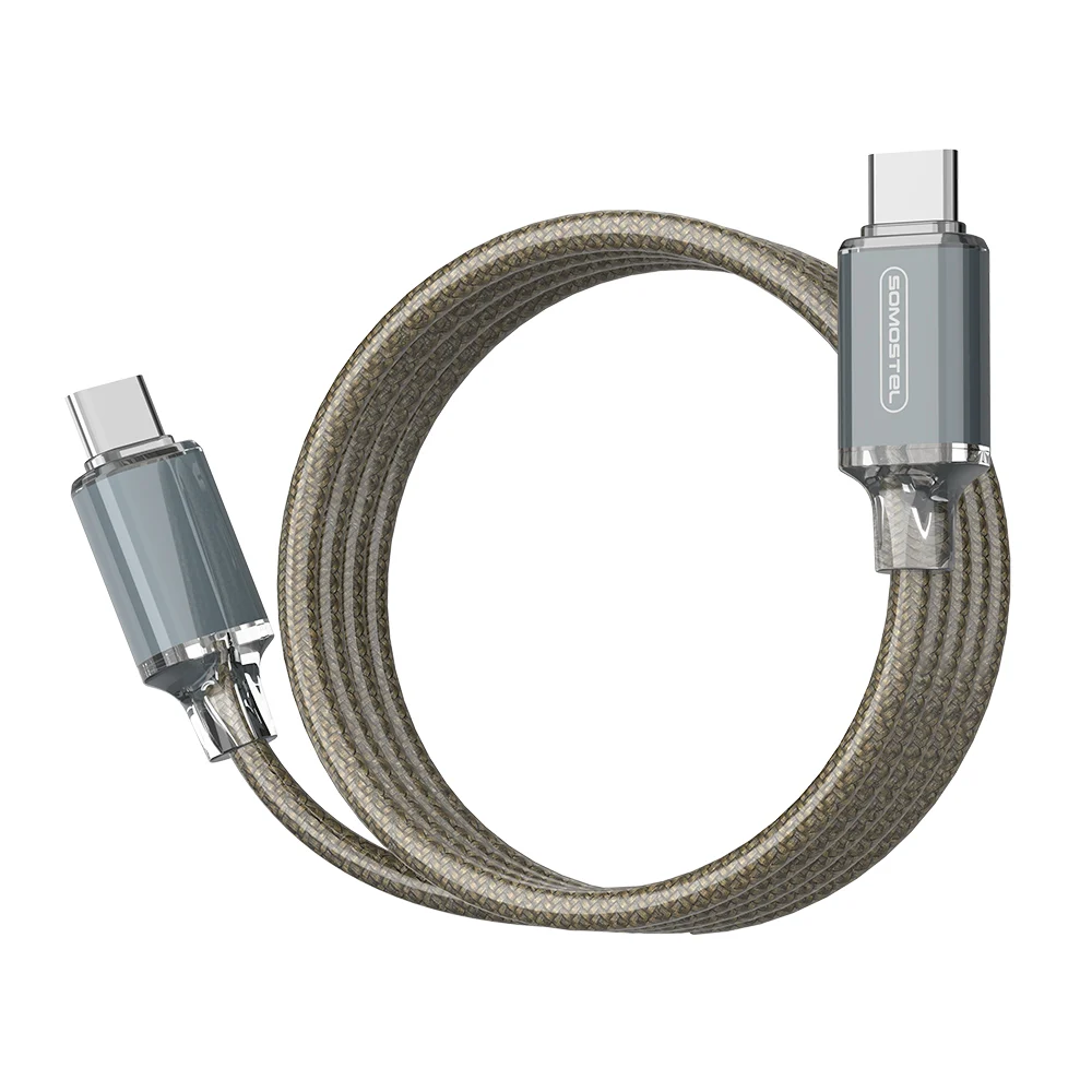 SOMOSTEL SMS-BW32 PD 60W/27W Super Fast Transparent Aluminum Alloy Data Cable C-C