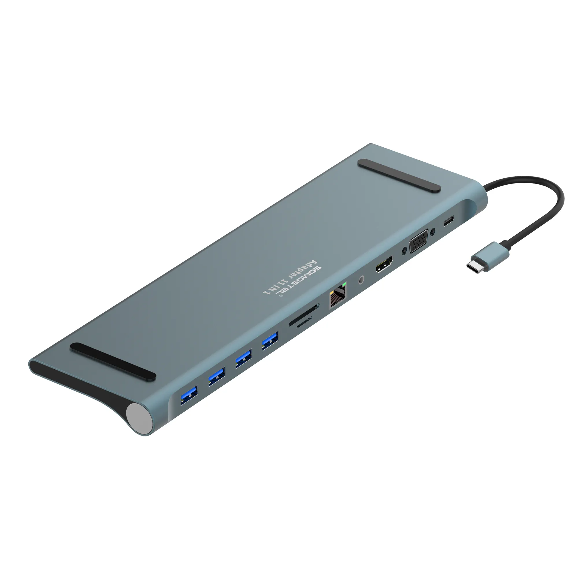 SOMOSTEL SMS-BZ31 11-in-1 USB C Hub, USB C Adapter with HDMI VGA RJ45 3.5MM Audio SD TF Card Reader
