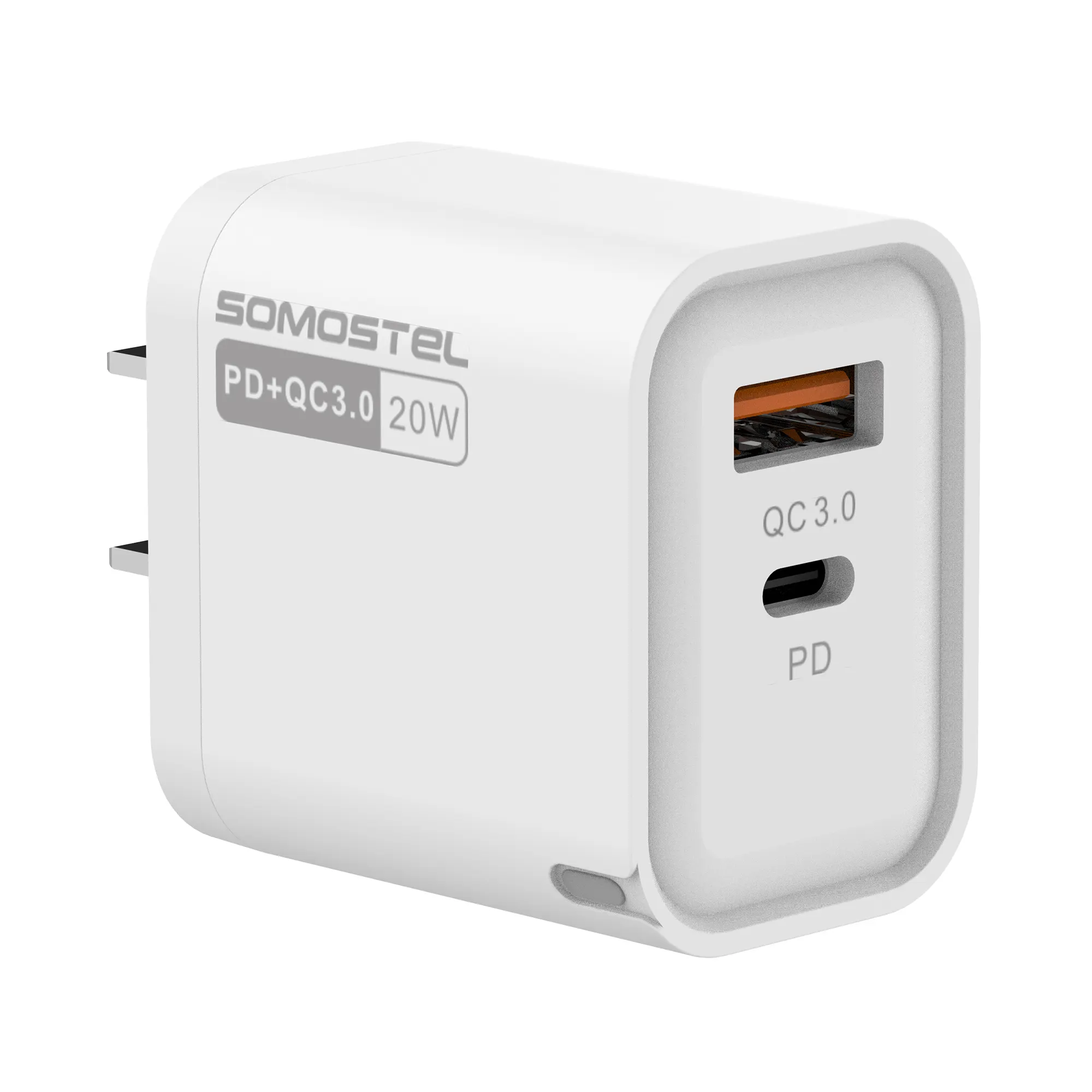 SOMOSTEL SMS-Q81 20W PD+QC3.0 Fast Charging Adapter with Blue LED Light